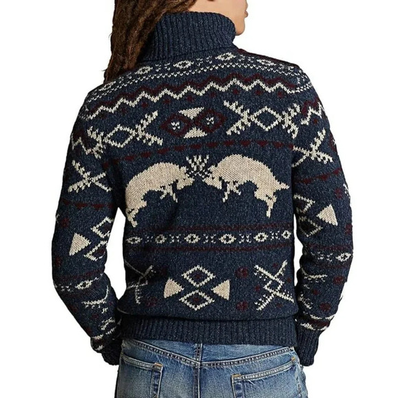 Polo Ralph Lauren Men's Blue Fair Isle-Knit Wool Blend Sweater Size L MSRP $498 - Picture 3 of 8